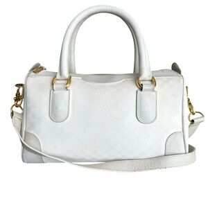 GUCCI GG Supreme Boston Bag White Shoulder Bag Vintage